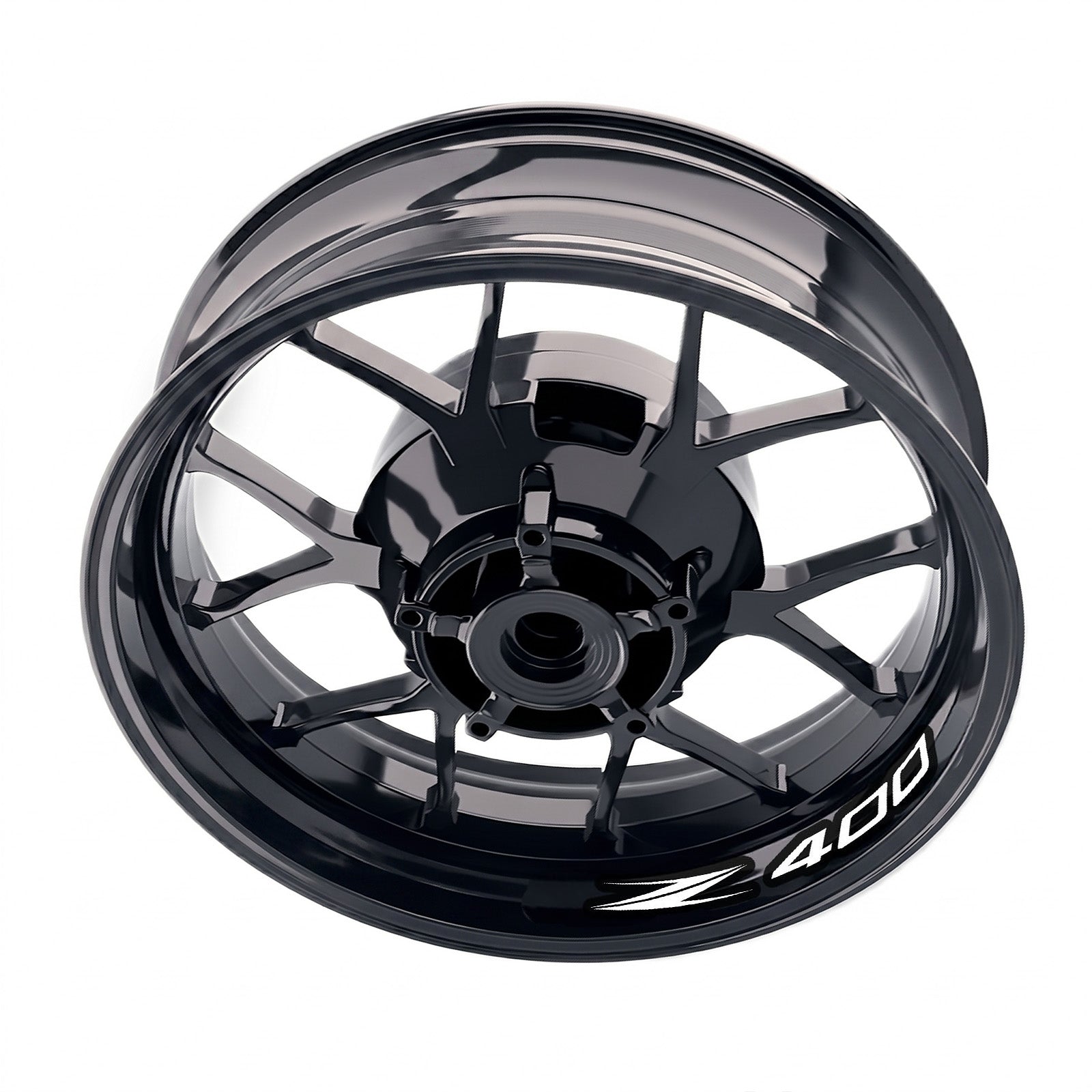 Kawasaki Z400 wheel rim sticker set by StickerBao, bike-specific decals for inner rims with stylish design.