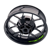 Kawasaki ZX10RR Ninja wheel rim sticker set by StickerBao, featuring bike-specific decals for inner rims on motorcycle wheels.