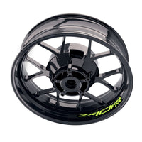 Kawasaki ZX10RR Ninja wheel rim decals sticker set by StickerBao, bike-specific inner rim stickers for Kawasaki ZX10RR motorcycle wheels.
