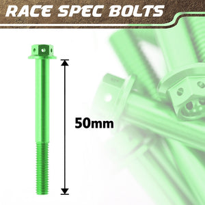 Green Aluminium Pre-drilled Flanged Hex Head Race Spec Bolt