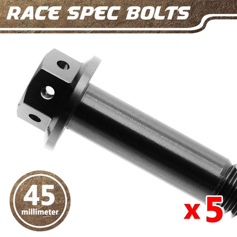 Black Aluminium Pre-drilled Flanged Hex Head Race Spec Bolt