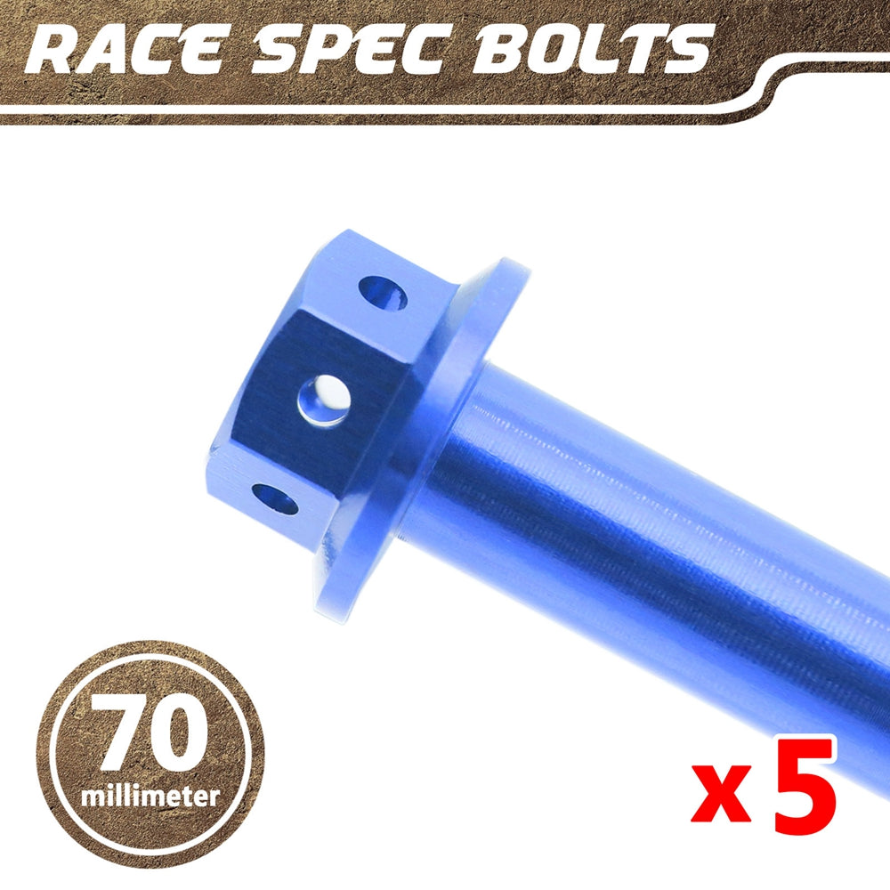 Blue Aluminium Pre-drilled Flanged Hex Head Race Spec Bolt
