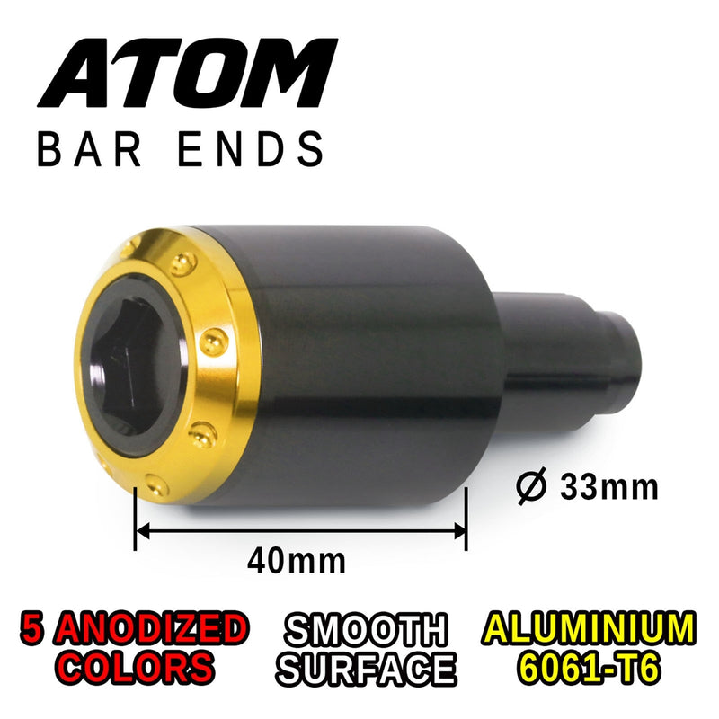 Fit Aprilia Dorsoduro 1200 11-19 Engraved Logo ATOM Bar Ends - MC Motoparts