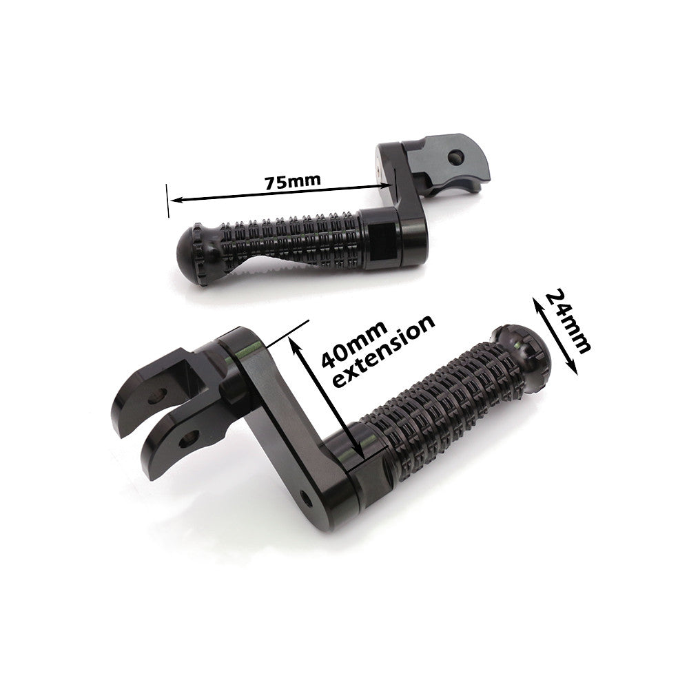 M Fits Suzuki GSXR GSXS 40mm Extension Front Foot Pegs | BLACK