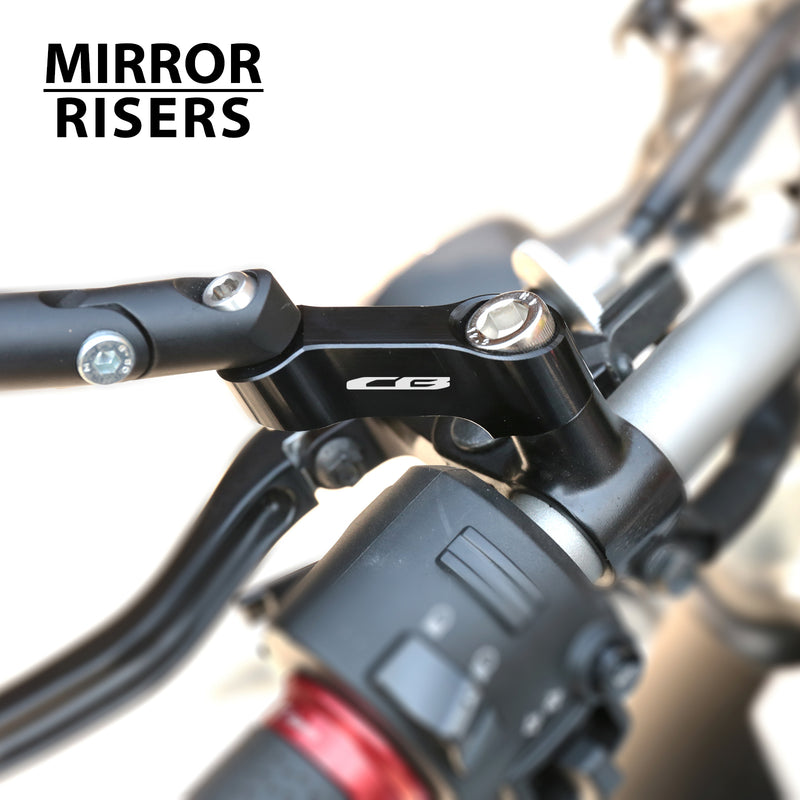 Fit Honda CB Engraved Logo Motorcycle Rear View Mirror Extender Riser - MC Motoparts