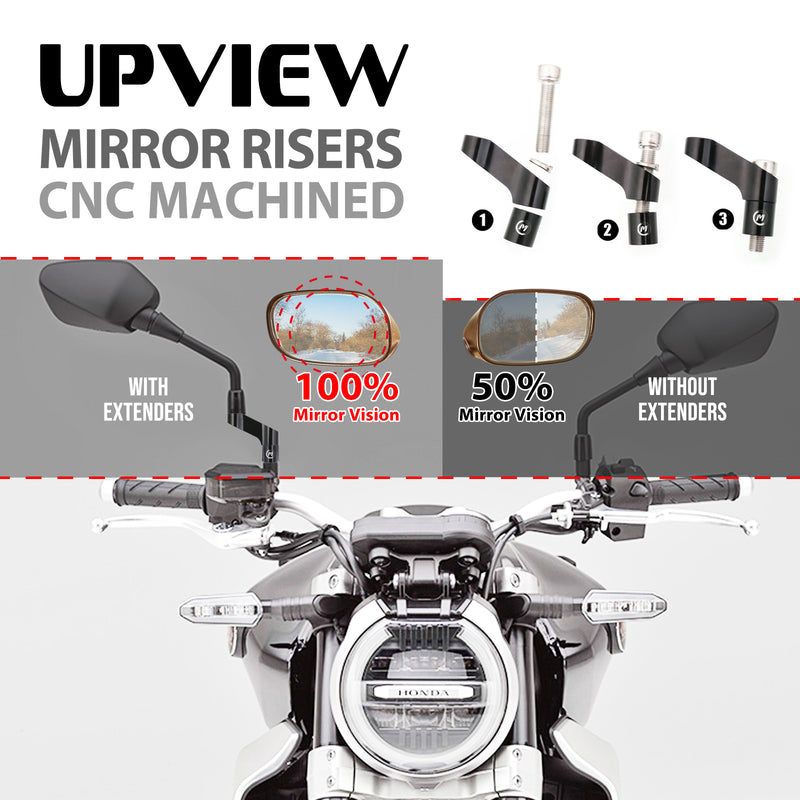 Fit Kawasaki Z125 Pro Z400 Z750 UPVIEW Rear View Mirror Extender Riser - MC Motoparts