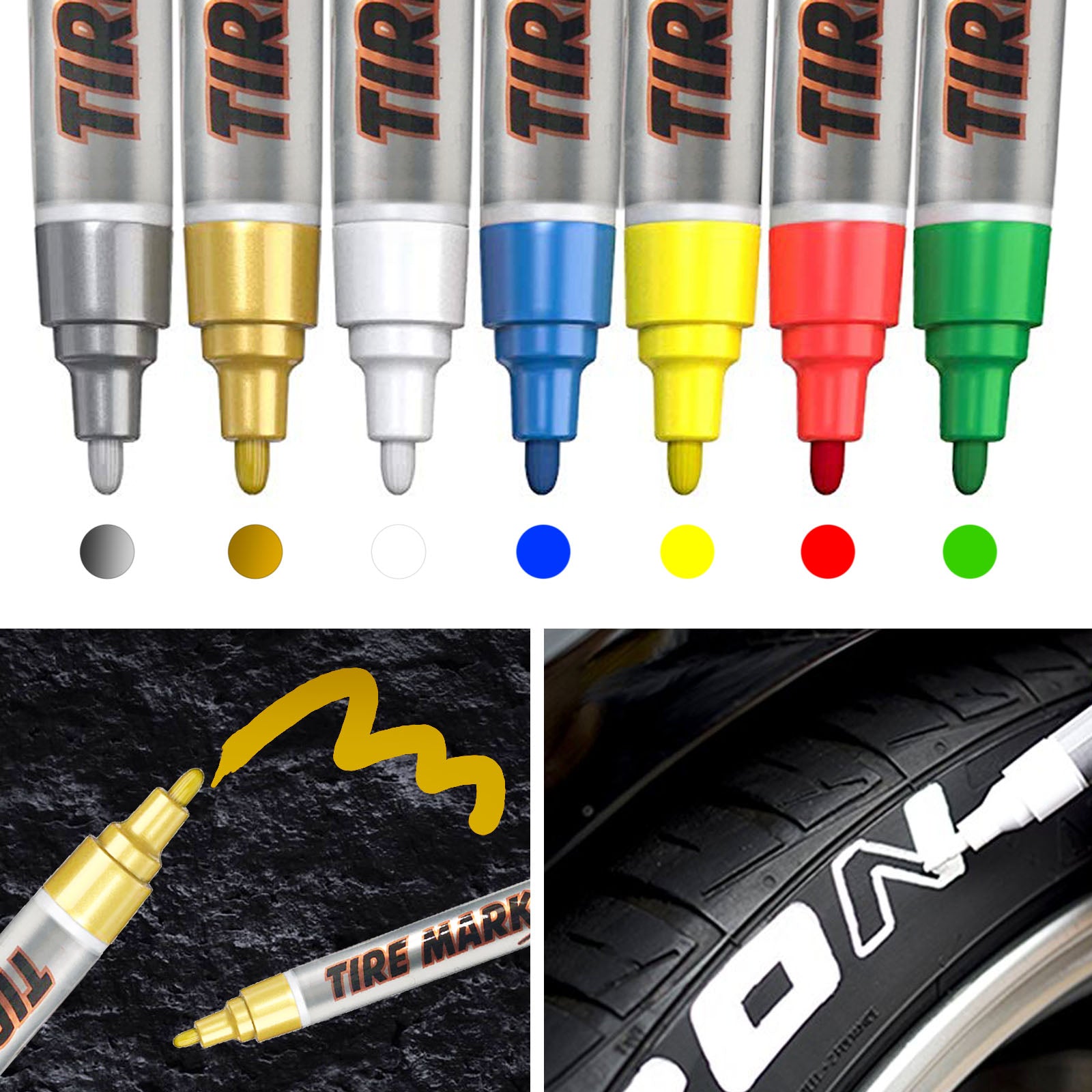 7 Colors Waterproof Tire Marker Pen For Motorcycles & Cars - MC Motoparts