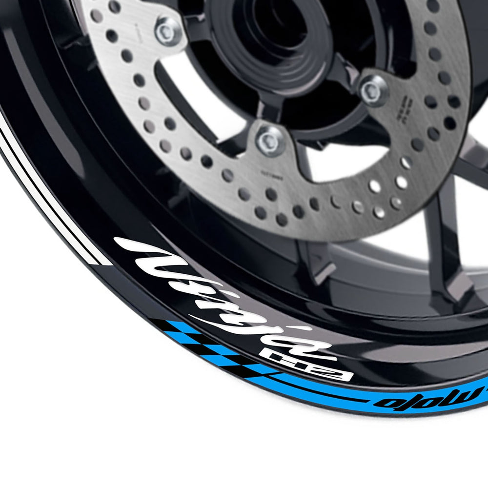 Fit Kawasaki Ninja H2 H2R Logo GP 17'' Rim Wheel Stickers Racing Check