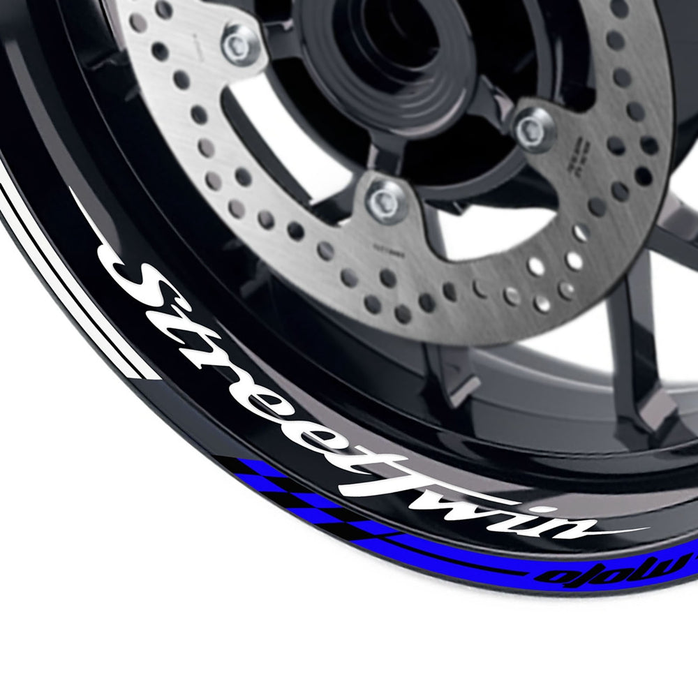 Fit Triumph Street Twin Logo GP 17'' Rim Wheel Stickers Racing Check
