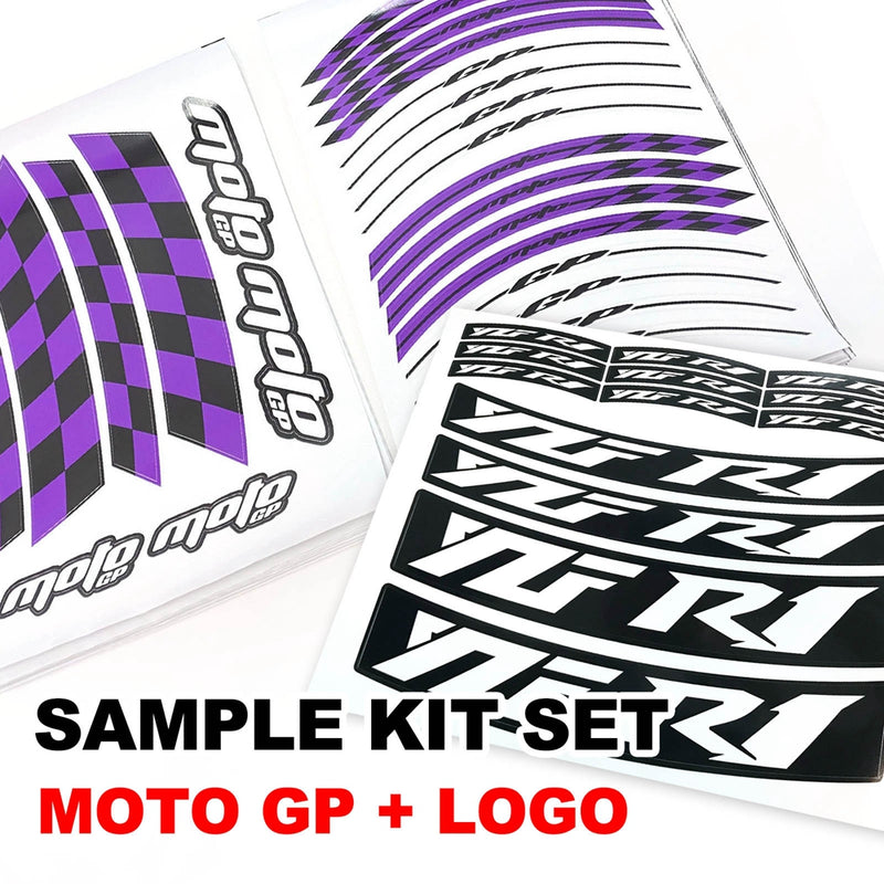 Fit Kawasaki Ninja 250R EX250 Logo Moto GP Check 17'' Wheel Rim Sticker - MC Motoparts