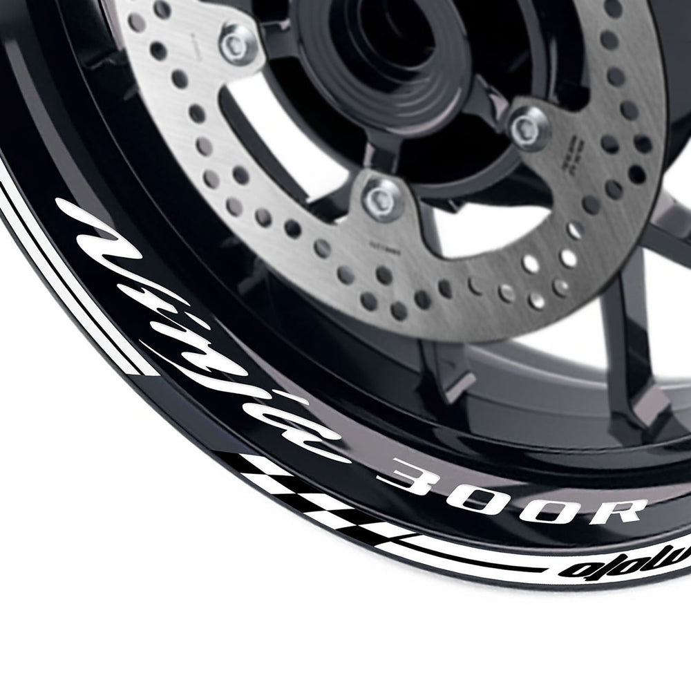 Fit Kawasaki Ninja 300R EX300 Logo GP 17'' Rim Wheel Stickers Racing Check