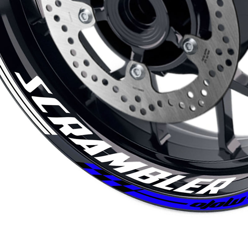 Fit Ducati Scrambler Caf? Racer Logo GP 17'' Rim Wheel Stickers Racing Check