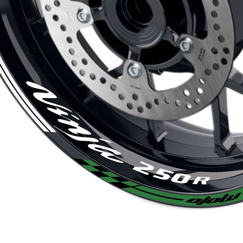 Fit Kawasaki Ninja 250R EX250 Logo GP 17'' Rim Wheel Stickers Racing Check