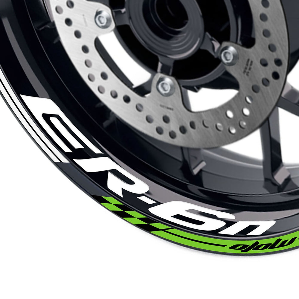 Fit Kawasaki ER-6N Logo GP 17'' Rim Wheel Stickers Racing Check