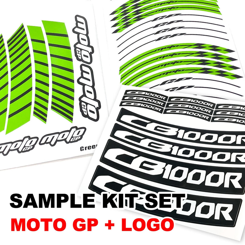Fit Kawasaki ZX6R Ninja ZX636 Logo Moto GP Stripe 17'' Wheel Rim Sticker - MC Motoparts