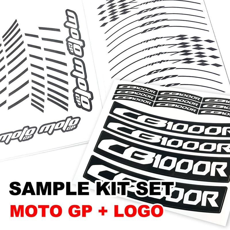 Fit Kawasaki Ninja H2 H2R Logo Moto GP Stripe 17'' Wheel Rim Sticker - MC Motoparts