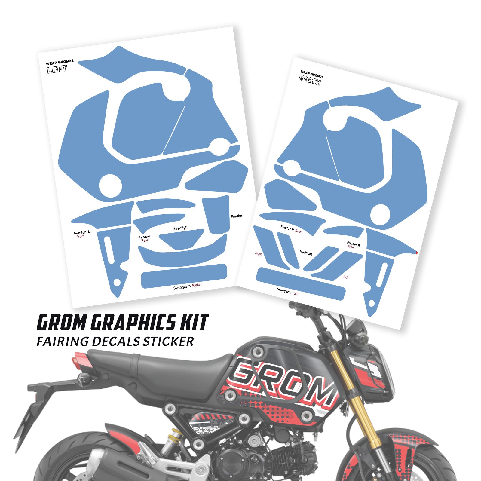 Fairing Graphics Wrap Vinyl Decal Stickers For Honda GROM MSX125 2021-2023