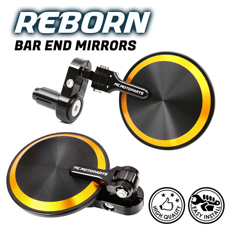 Fit Kawasaki Reborn CNC Bar End Mirrors Round Folding Set - MC Motoparts