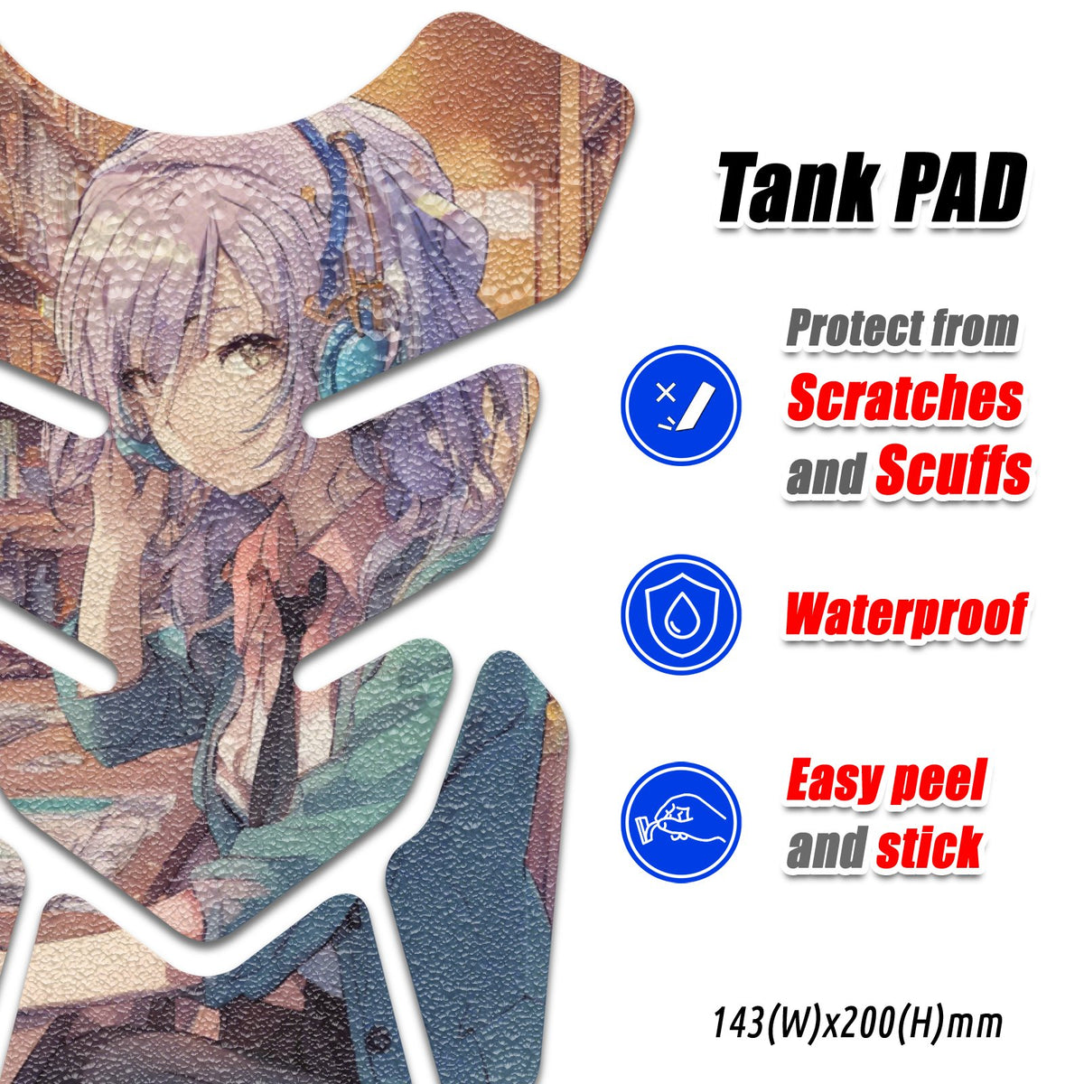 Gas Tank Sticker Motorccyle Tank Pad Protector Anti Slip Shield Anime Artistic MC Motoparts x StickerBao