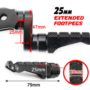 Fit Ducati 749 996 1098 1198 Diavel RFIGHT 25mm Extension Front Black Foot Pegs - MC Motoparts