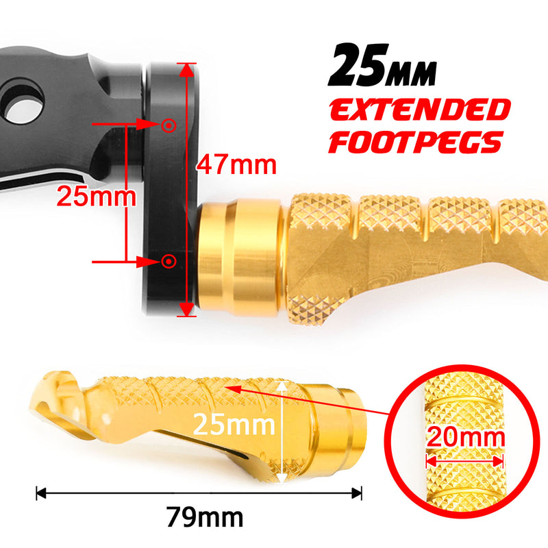 Fit Ducati 1199 1299 Panigale RFIGHT 25mm Adjustable Front Gold Foot Pegs - MC Motoparts