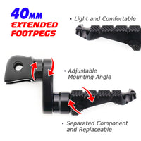 Fit BMW S1000R S1000RR R1200GS RFIGHT 40mm Extension Front Black Foot Pegs - MC Motoparts