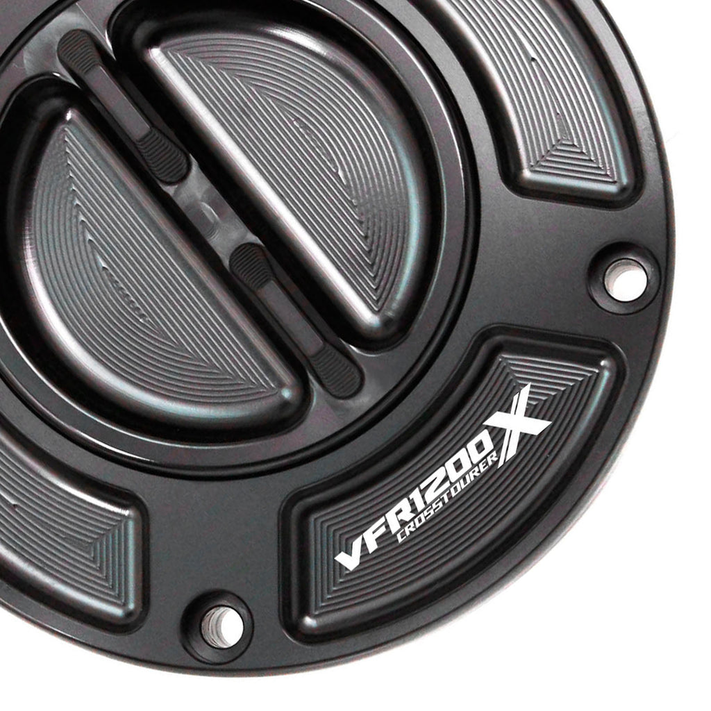 Black Fuel Cap Fit Honda VFR1200X CROSSTOURER Logo Engraved Keyless Fuel Tank Cap - MC Motoparts