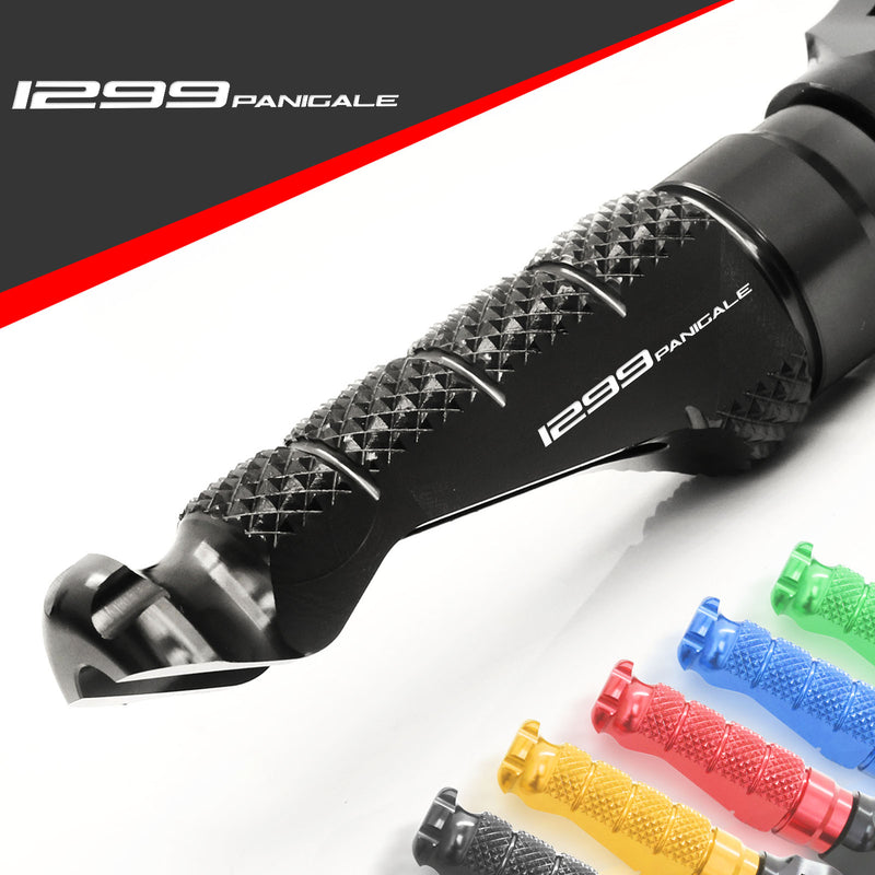 Ducati 1299 Panigale 15-19 engraved front rider Black Foot Pegs