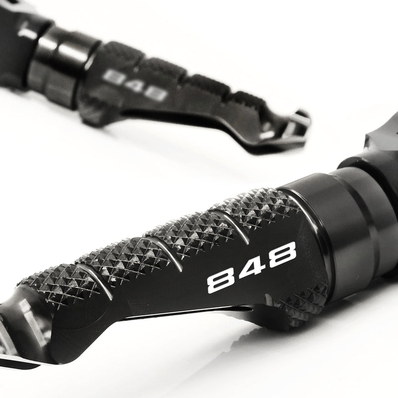 Ducati 848 engraved front rider Black Foot Pegs