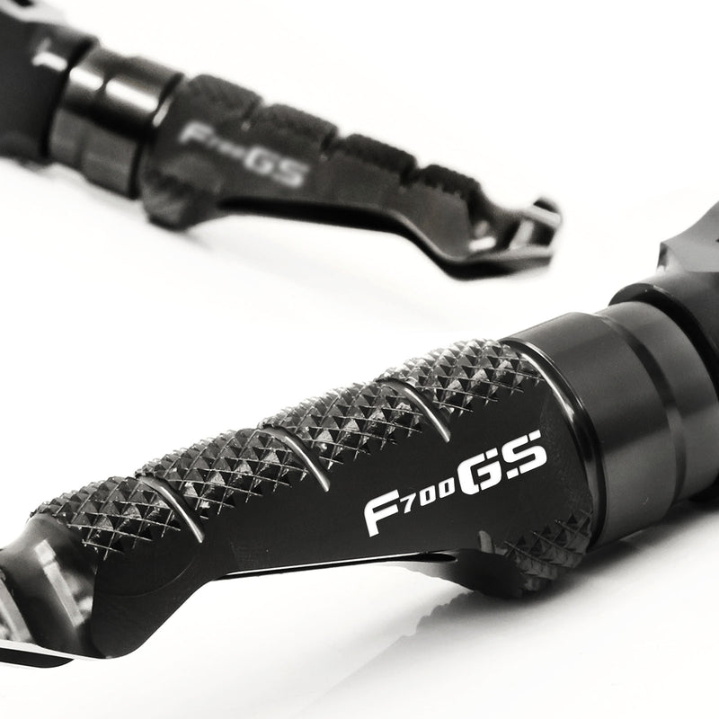 BMW F700GS engraved front rider Black Foot Pegs