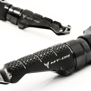 Yamaha MT-09 MT09 Tracer engraved front rider Black Foot Pegs