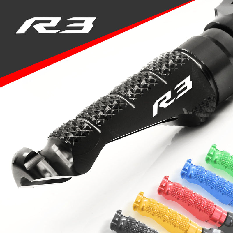 Yamaha YZF R3 15-20 engraved front rider Black Foot Pegs