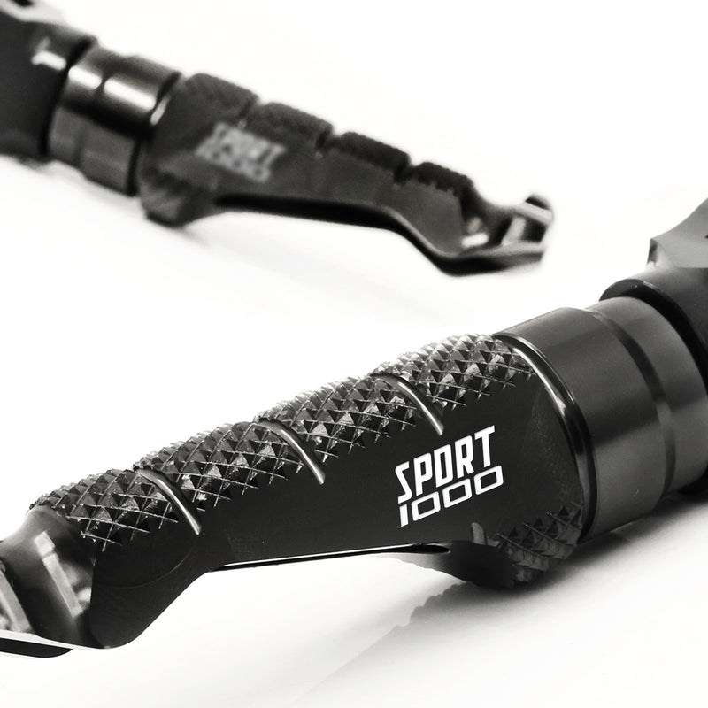 Ducati Sport 1000 engraved front rider Black Foot Pegs