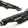 Fit Triumph Tiger Engraved Logo R-FIGHT Front Black Foot Pegs - MC Motoparts