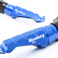 Fit Honda Monkey Z125M 18-20 Engraved Logo R-FIGHT Front Blue Foot Pegs - MC Motoparts