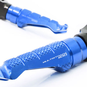 Ducati Multistrada 1100 engraved front rider Blue Foot Pegs