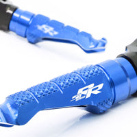 BMW engraved front rider Blue Foot Pegs