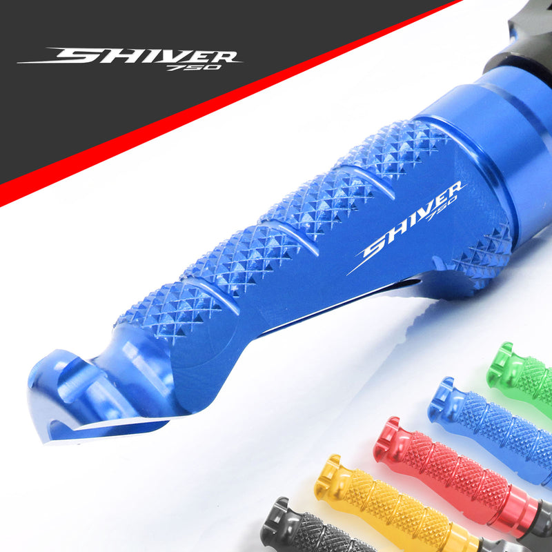 Aprilia SHIVER750 engraved front rider Blue Foot Pegs