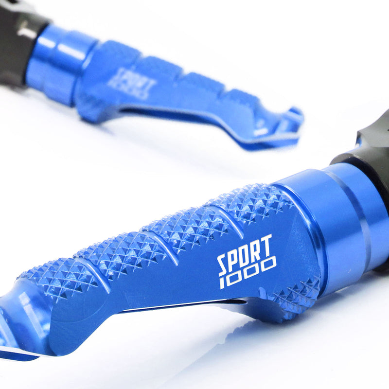 Ducati Sport 1000 engraved front rider Blue Foot Pegs