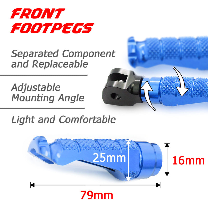 Ducati Monster 600 797 engraved front rider Blue Foot Pegs