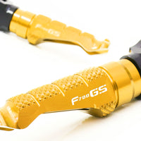 Fit BMW F700GS 13-16 Engraved Logo R-FIGHT Front Gold Foot Pegs - MC Motoparts