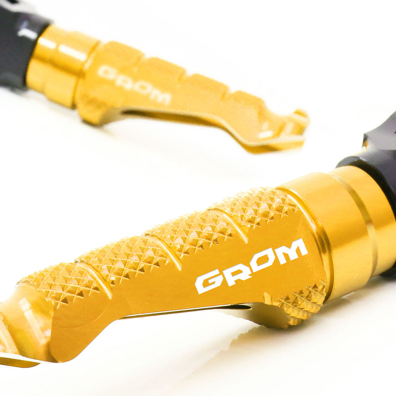 Honda GROM logo engraved front rider Gold Foot Pegs