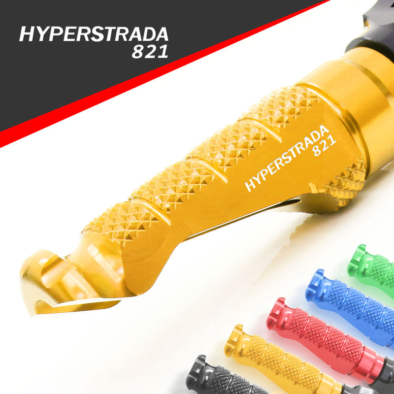 Ducati Hyperstrada 821 engraved front rider Gold Foot Pegs