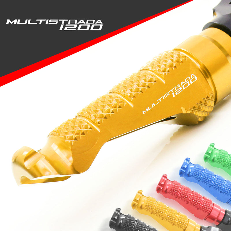 Ducati Multistrada 1200 engraved front rider Gold Foot Pegs