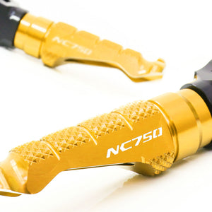 Fit Honda NC750S NC750X Engraved Logo R-FIGHT Front Gold Foot Pegs - MC Motoparts