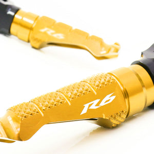 Yamaha YZF R6 99-19 engraved front rider Gold Foot Pegs