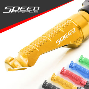 Triumph Speed Triple engraved front rider Gold Foot Pegs