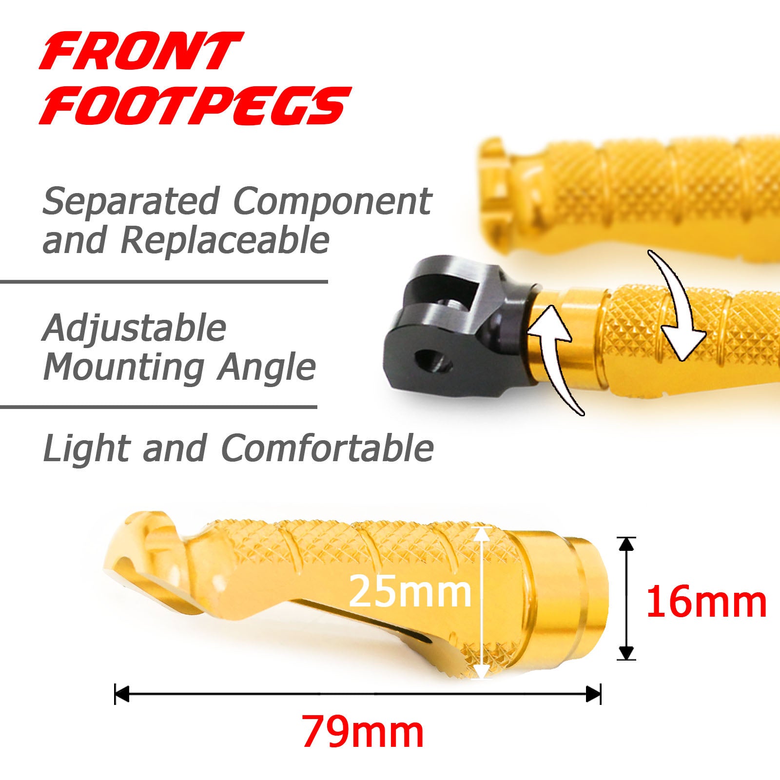 Ducati SuperSport 750 engraved front rider Gold Foot Pegs
