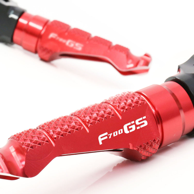 BMW F700GS engraved front rider Red Foot Pegs