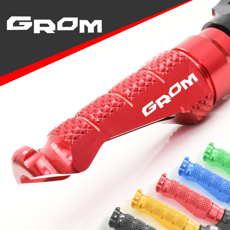 Honda GROM logo engraved front rider Red Foot Pegs